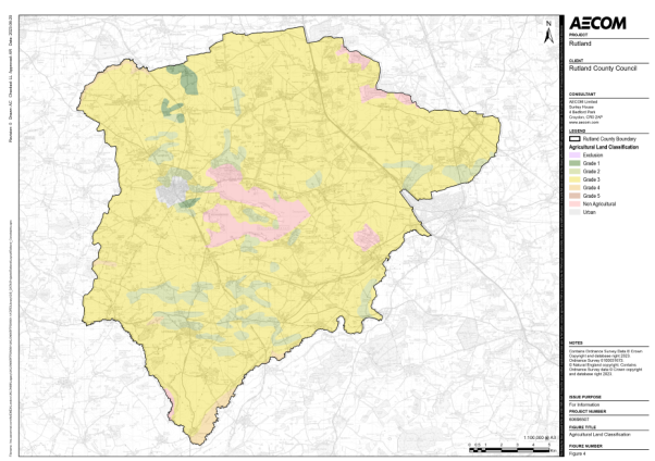 A map of agricultural land highlighting the grades with various colours. 